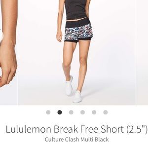NWOT!! Lululemon Break Free Short (2.5”)